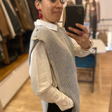 Pull sans manches oversize en maille Pacome - Gris chiné - SUNCOO