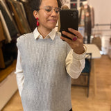 Pull sans manches oversize en maille Pacome - Gris chiné - SUNCOO