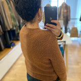 Cardigan court boutons or effet tweed GALIA - Chocolat - SUNCOO