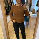 Cardigan court boutons or effet tweed GALIA - Chocolat - SUNCOO