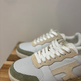 Baskets en cuir Hazel - Ecru et kaki clair - FAGUO FEMME