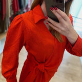 Robe courte portefeuille façon jacquard Coco - Geranium - SUNCOO