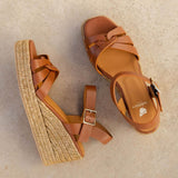 Hisa Wedge Espadrilles - Camel - BOBBIES WOMEN