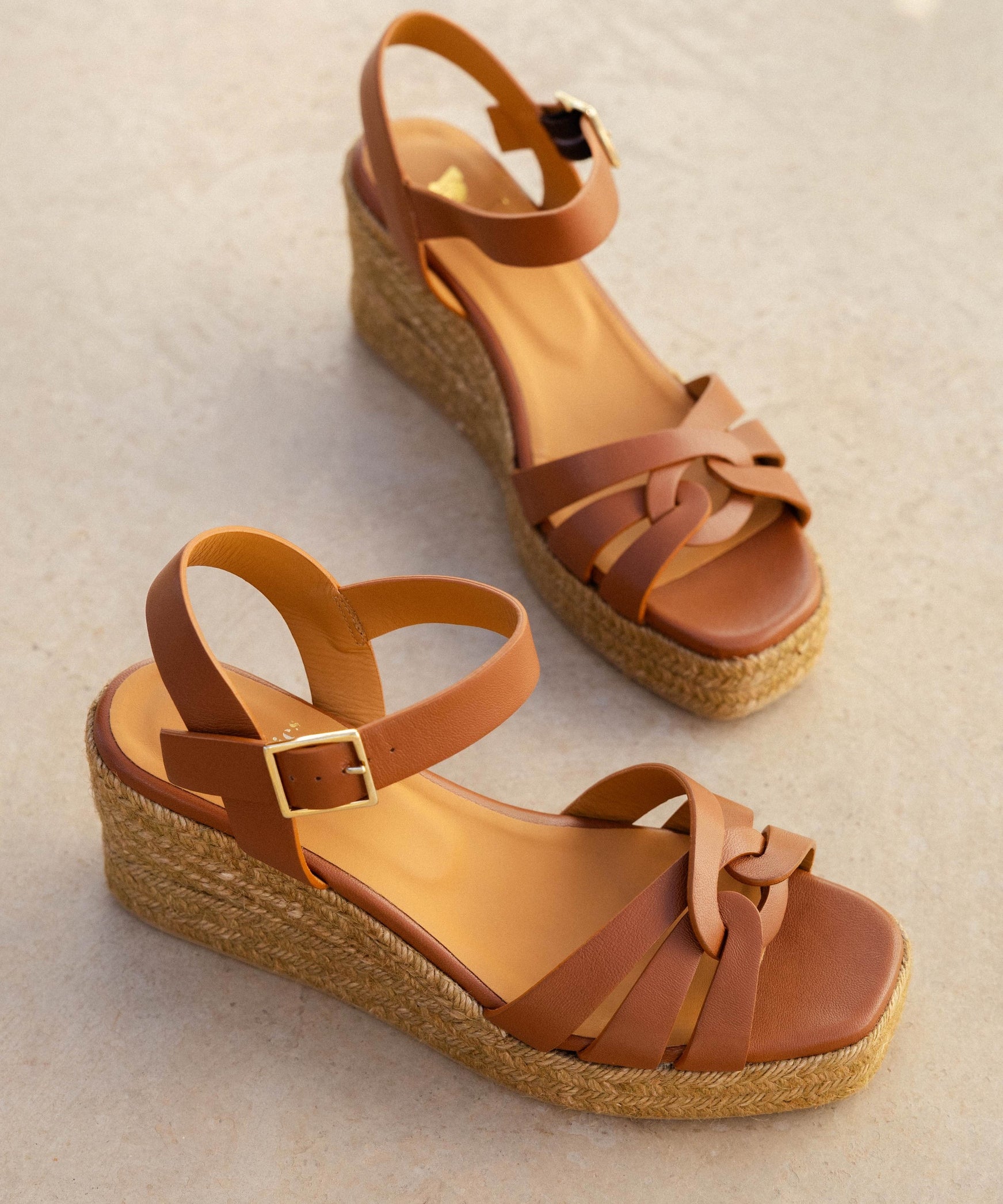 Espadrilles compensées Hisa - Camel - BOBBIES FEMME