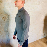 Polo à manches longues en coton mélangé et H en tweed HACKETT