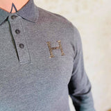 Polo à manches longues en coton mélangé et H en tweed HACKETT