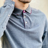 Polo gris - col violet - HACKETT