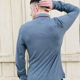 Polo gris - col violet - HACKETT