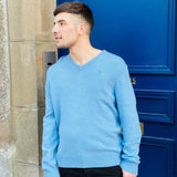 Pull col v - sky - HACKETT