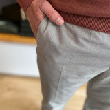 Pantalon slim à motif carreaux - Beige - IKKS MEN