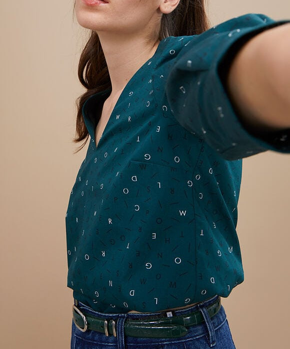 Blouse duck imprimé typo - Green - I.Code