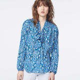 Blouse en crêpe - imprimé glycine col lavallière - Ikks women