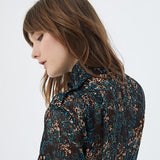 Blouse en voile créponné - imprimé arabesque florale grenat - IKKS Women