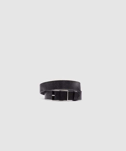 Ceinture en cuir python - Noire - IKKS