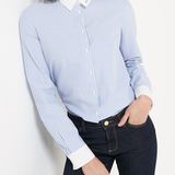 Chemise rayée à col brodé - Light Blue - I.Code