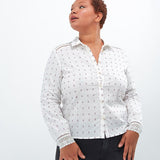 Chemise jacquard et dentelle - Blanc cassé - I.Code