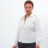 Chemise jacquard et dentelle - Blanc cassé - I.Code