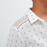 Chemise jacquard et dentelle - Blanc cassé - I.Code