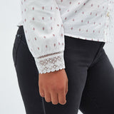 Chemise jacquard et dentelle - Blanc cassé - I.Code