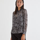 Chemise en voile plumetis - imprimé cosy flowers noir - IKKS women
