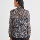 Chemise en voile plumetis - imprimé cosy flowers noir - IKKS women