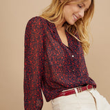 Chemise imprimé ombre florale - Marine - I.Code
