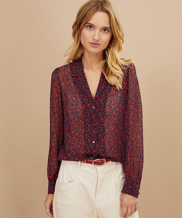 Chemise imprimé ombre florale - Marine - I.Code