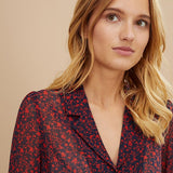 Chemise imprimé ombre florale - Marine - I.Code