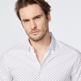 Chemise SLIM - blanche imprimé mini-colonnes - IKKS MEN