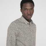 Chemise SLIM imprimé micro-camouflage - Kaki - IKKS MEN