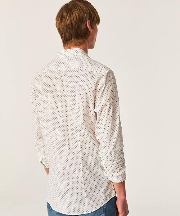 Chemise slim imprimé micro fleurs - Blanc - IKKS MEN