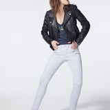 Recycled cotton slim 7/8th jeans with patch pockets - chambray blue - ikks women