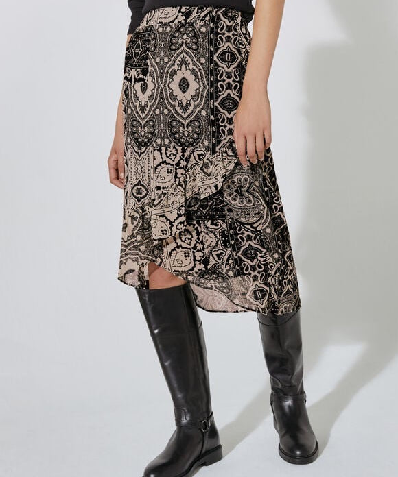 Jupe asymétrique foulard - noir - IKKS