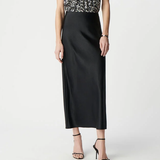 Satin midi A-line skirt - Black - IKKS WOMEN