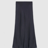 Satin midi A-line skirt - Black - IKKS WOMEN