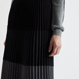 Jupe longue plissée - mix matières taille élastiquée - IKKS WOMEN
