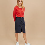 Jupe à rayures tennis et ceinture bord-côte - Marine - I.Code