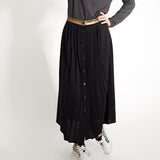 Jupe midi plissée à ceinture dorée - Noir -  I.Code