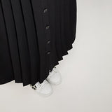 Jupe midi plissée à ceinture dorée - Noir -  I.Code
