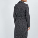 Manteau long avec ceinture - Noir et chiné - I.Code
