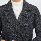 Manteau long avec ceinture - Noir et chiné - I.Code