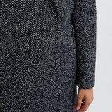 Manteau long avec ceinture - Noir et chiné - I.Code