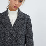 Manteau long avec ceinture - Noir et chiné - I.Code