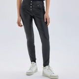 Pantalon skinny à pressions en similicuir - Noir - IKKS