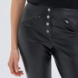 Pantalon skinny à pressions en similicuir - Noir - IKKS