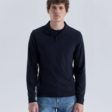 Polo avec col rond trompe l'oeil - Marine - IKKS MEN