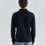 Polo avec col rond trompe l'oeil - Marine - IKKS MEN