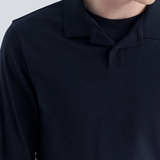 Polo avec col rond trompe l'oeil - Marine - IKKS MEN