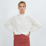 Pull mélangé à col montant - Blanc cassé mohair - I.Code