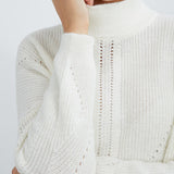 Pull mélangé à col montant - Blanc cassé mohair - I.Code